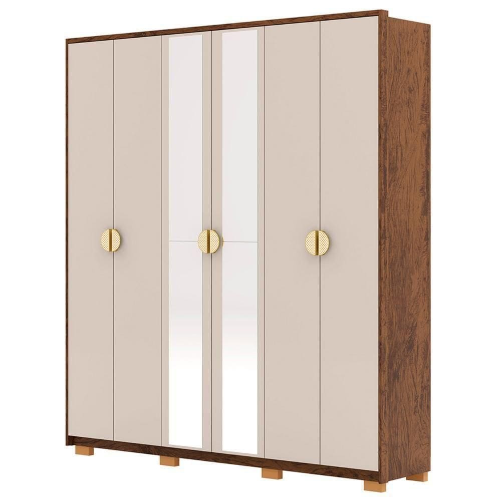 Guarda Roupa Casal 203cm Com Espelho Noronha Imbuia/fendi - Vila Rica