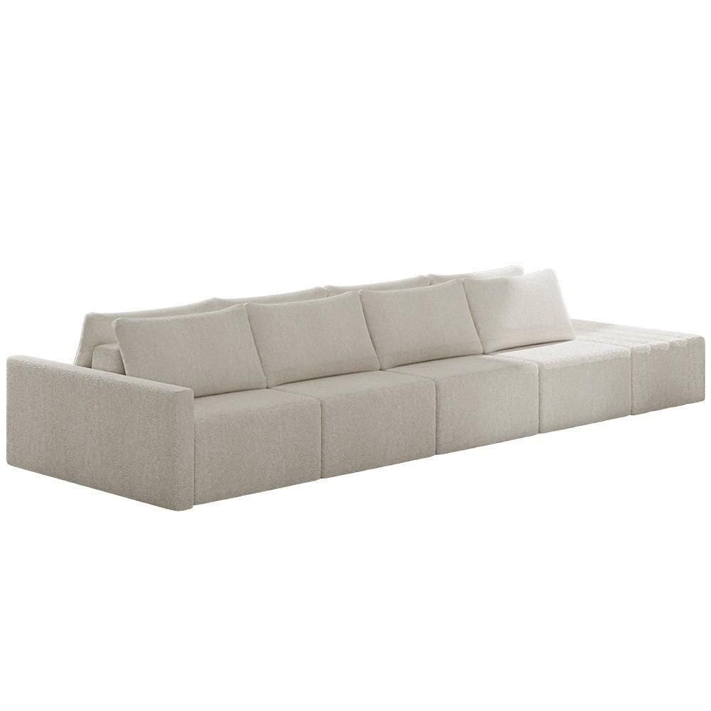 Sofá Ilha Modular Com Puff Para Sala Living 432cm Georgia Z08 Boucle Bege - Mpozenato