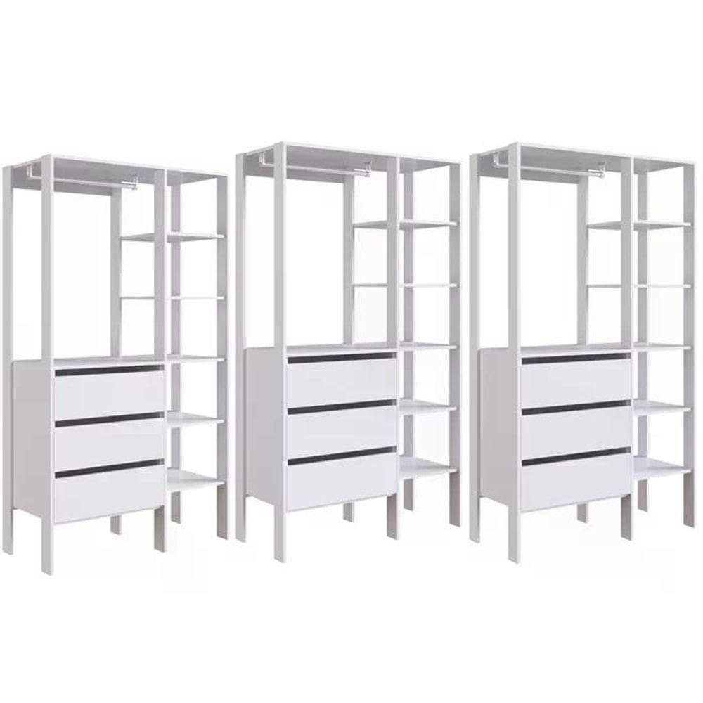 Kit 03 Modulos Para Closet 03 Gavetas Db001 Branco Pp Milani Store Branco