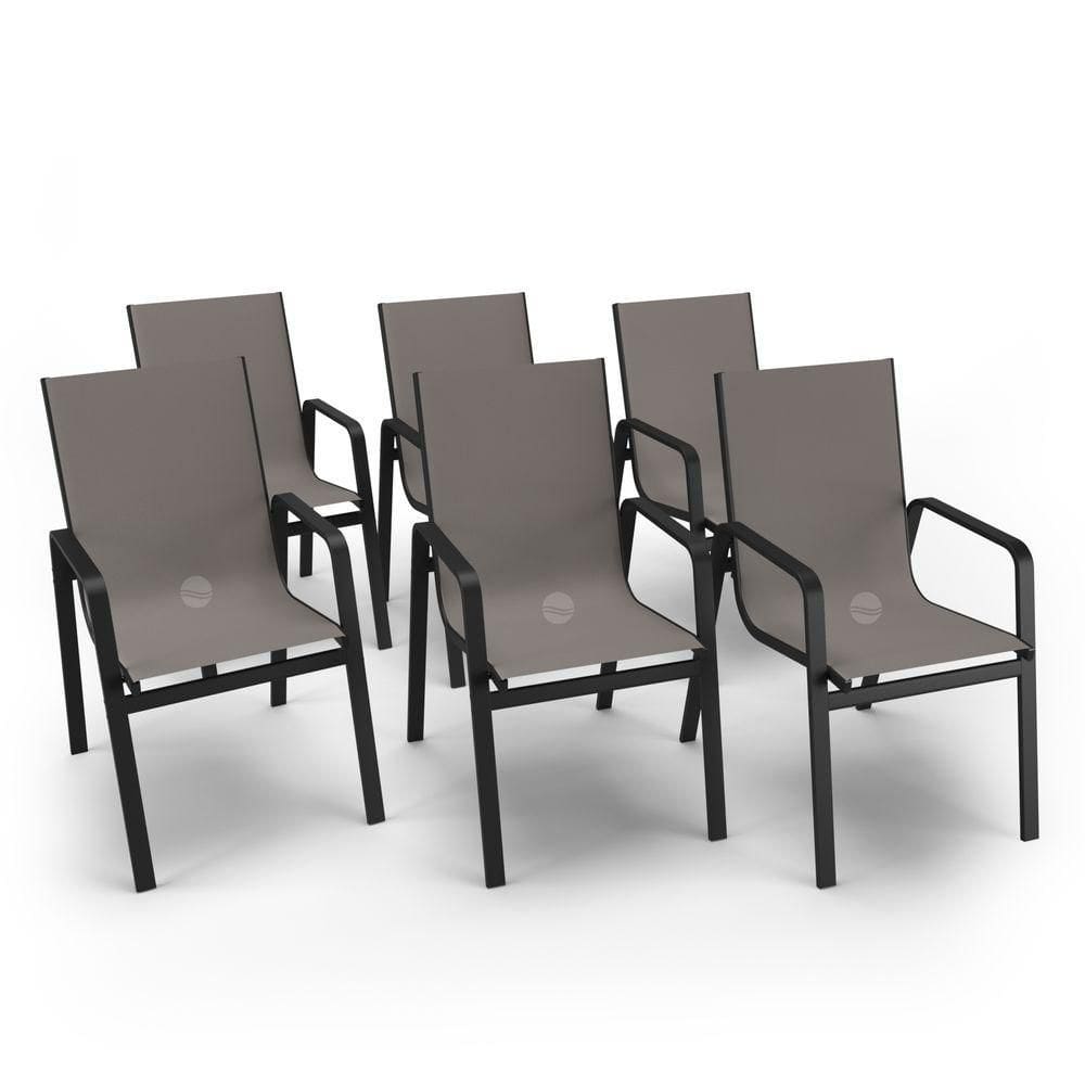 Kit 6 Cadeiras Miami Gourmet Alumínio Preto Tela Fendi