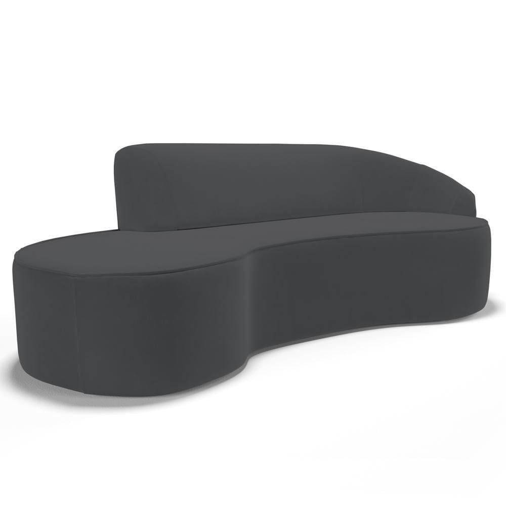Sofá Living 2 Lugares 180cm Braço Direito Mozart D06 Veludo Cinza - Mpozenato