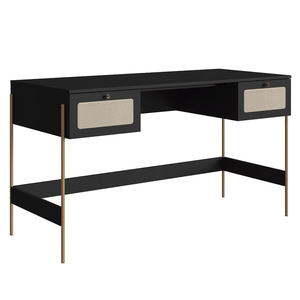 Mesa Escrivaninha Home Office Pé Metal Arlo A10 Nero/dourado - Mpozenato