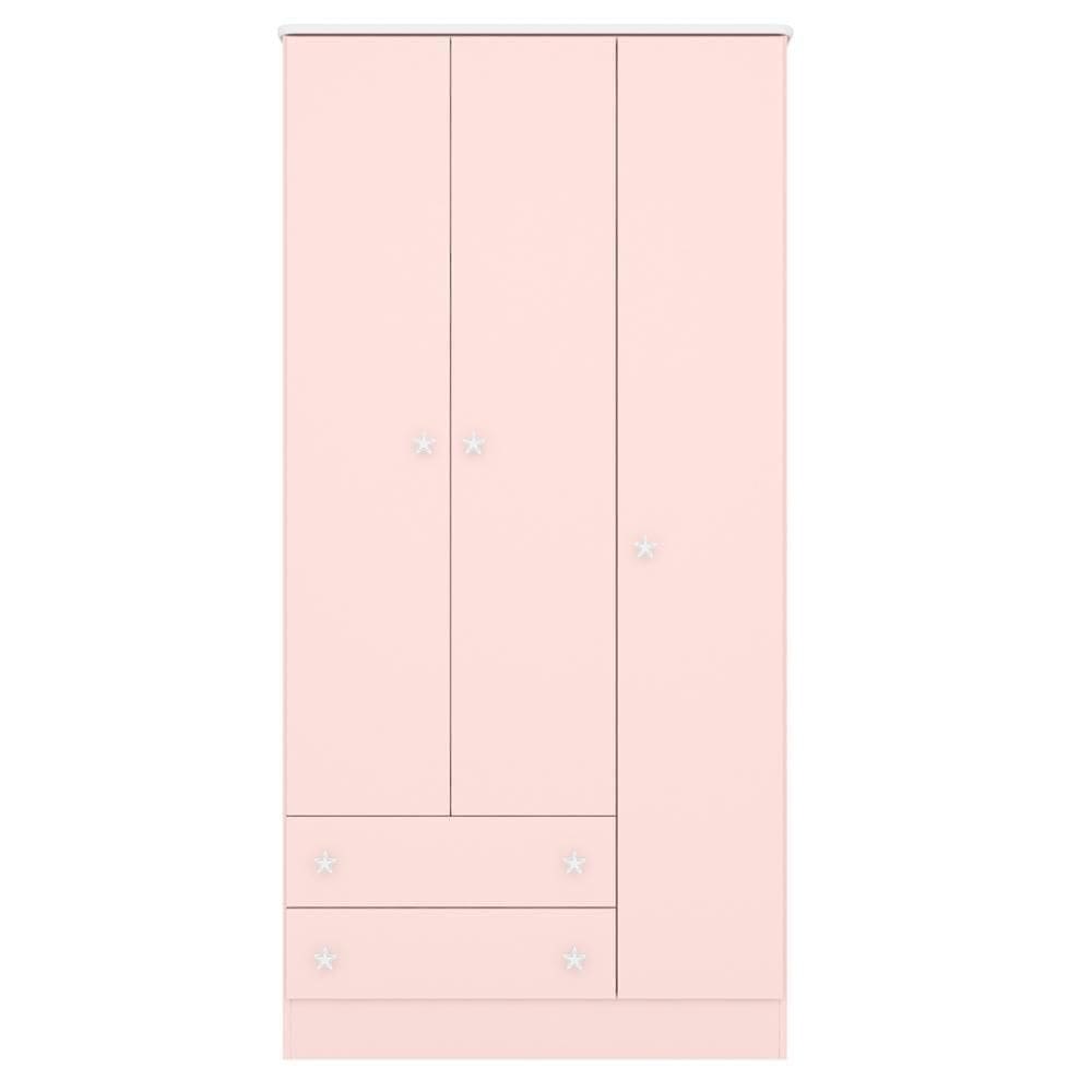 Guarda Roupa Infantil 3 Portas 2 Gavetas Doce Sonho Rosa - Qmovi