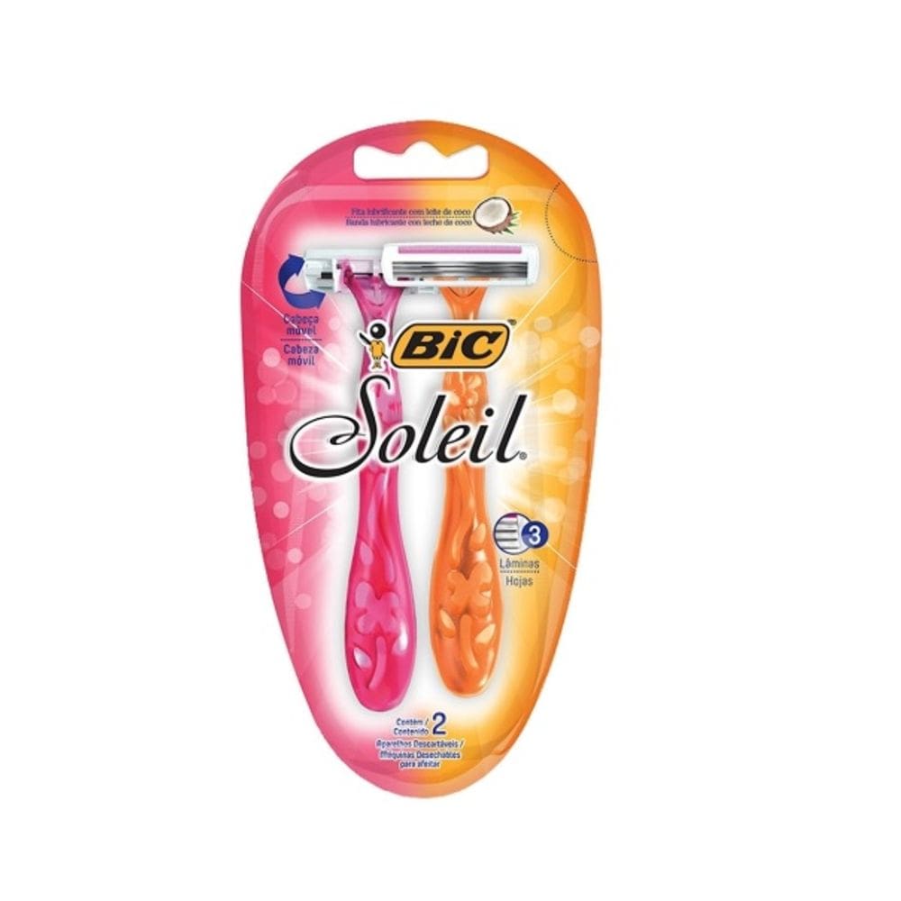 Kit Aparelho de Barbear Soleil Rosa e Laranja com 6