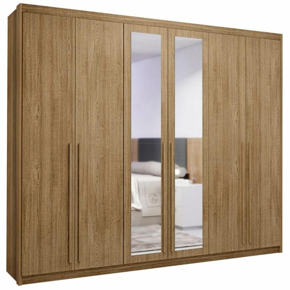 Guarda Roupa Casal 6 Portas Espelho Dubai Majestic Nature - Vila Rica