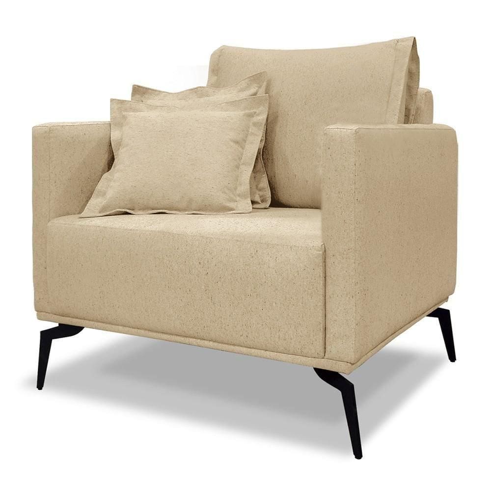 Poltrona Para Sala Pés De Metal Vecchia S06 Linho Dourado - Mpozenato
