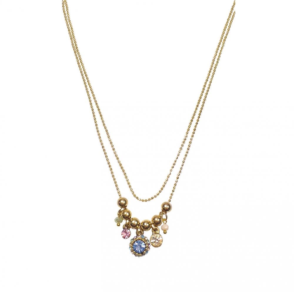 Colar Armazem Rr Bijoux Duplo Cristais Coloridos Dourado