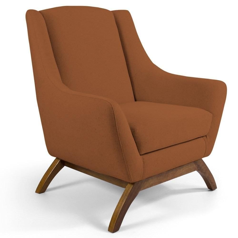 Poltrona Decorativa Base Manu Madeira Juliet Veludo C-262 Telha - Domi