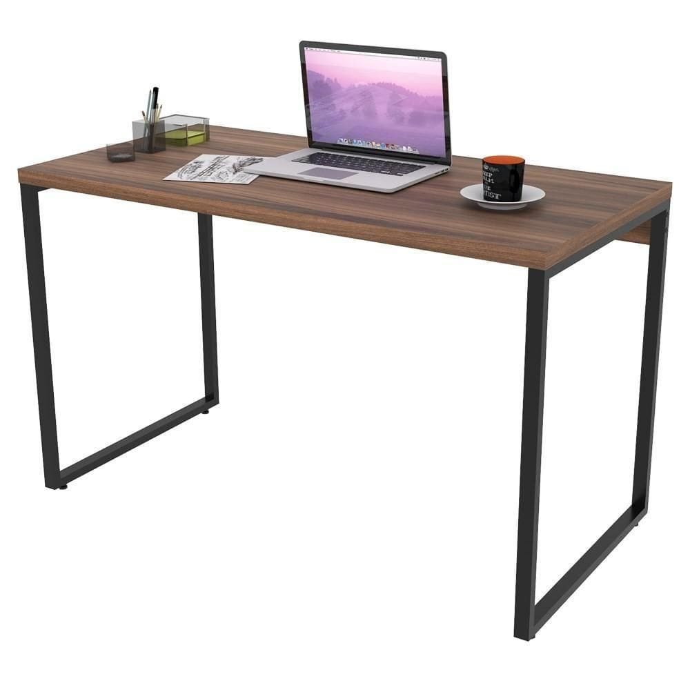 Mesa De Escritório Office 135cm Estilo Industrial Prisma C08 Nogal - Mpozenato