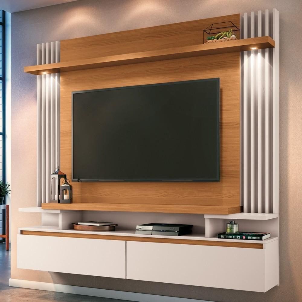 Painel 55 Pol 181cm Bancada Suspensa Cosmo Off/cinamomo - Hb Móveis