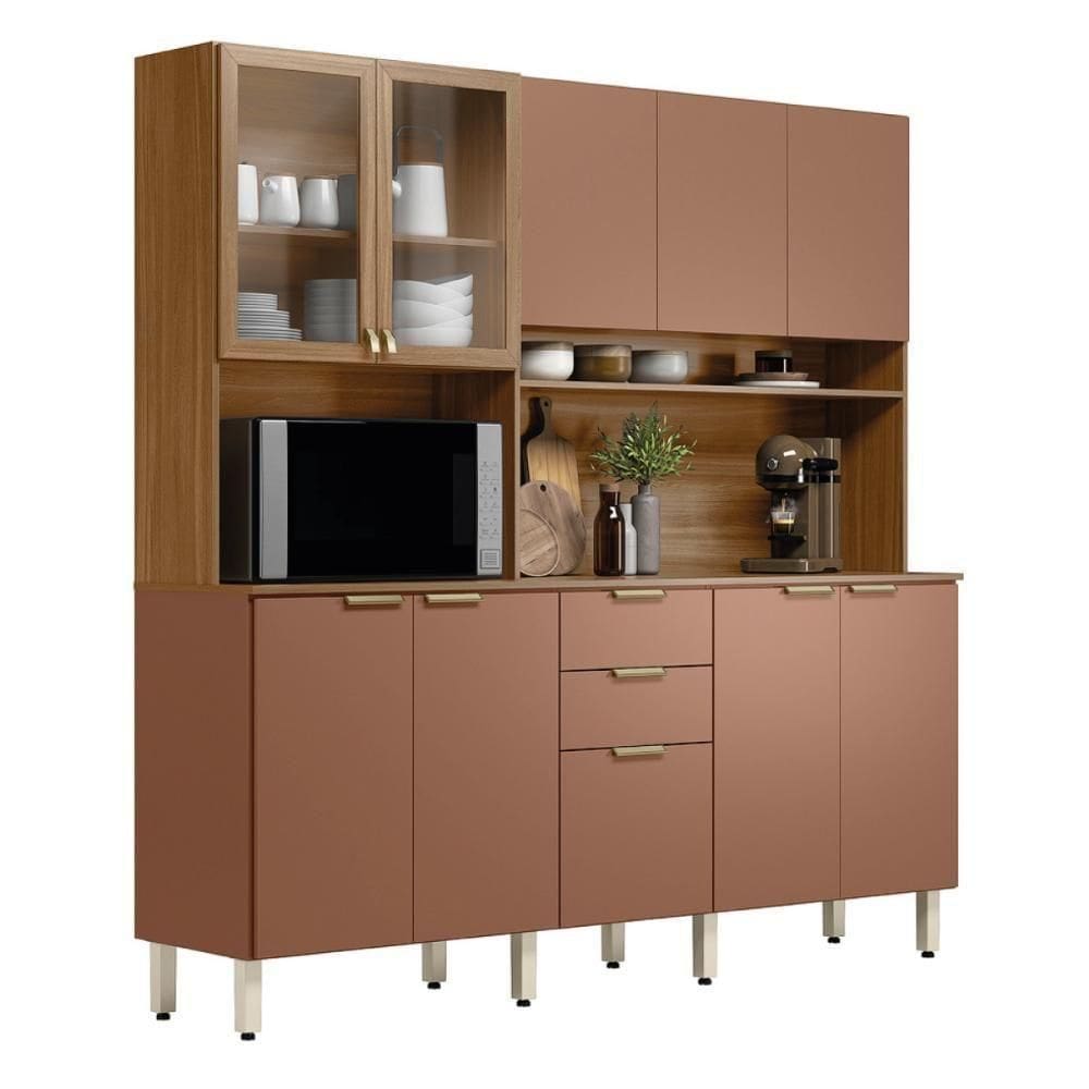 Cozinha Compacta Amora 10 Portas 2 Gavetas Amora Amendola/marsala Tx Demobile Amendola/marsala Tx
