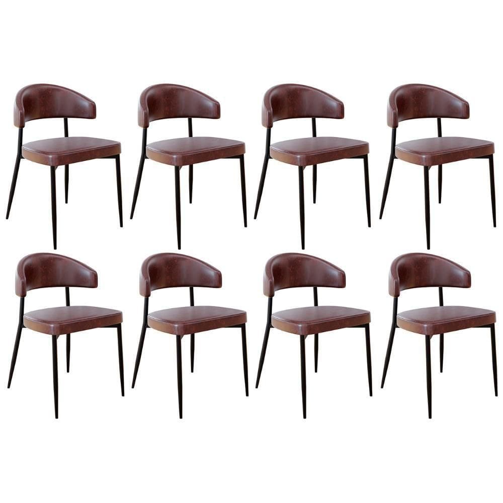 Cadeira De Jantar Estofada Kit 8 Chloe M25 Sintético Café - Mpozenato