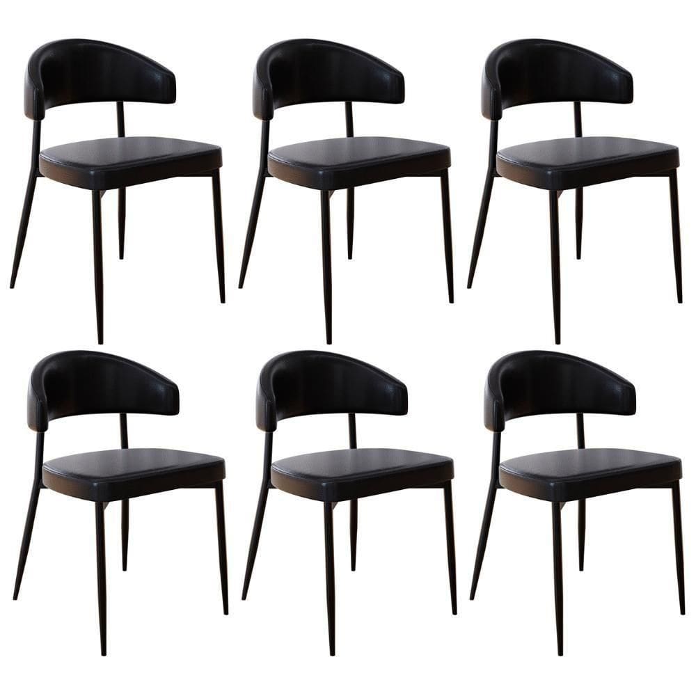 Cadeira De Jantar Estofada Kit 6 Chloe M25 Sintético Preto - Mpozenato