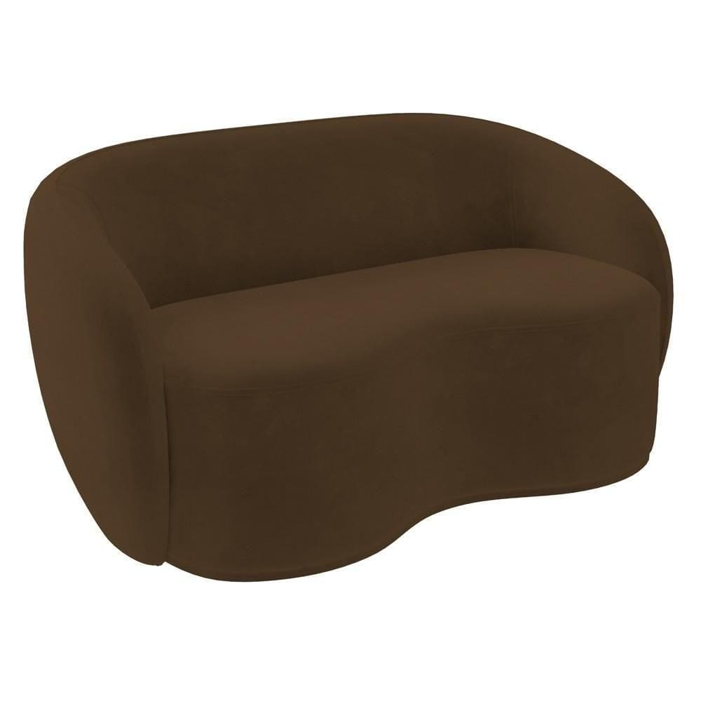 Sofá 2 Lugares Living Orgânico Sala De Estar 160cm Garbin Z08 Veludo Marrom - Mpozenato