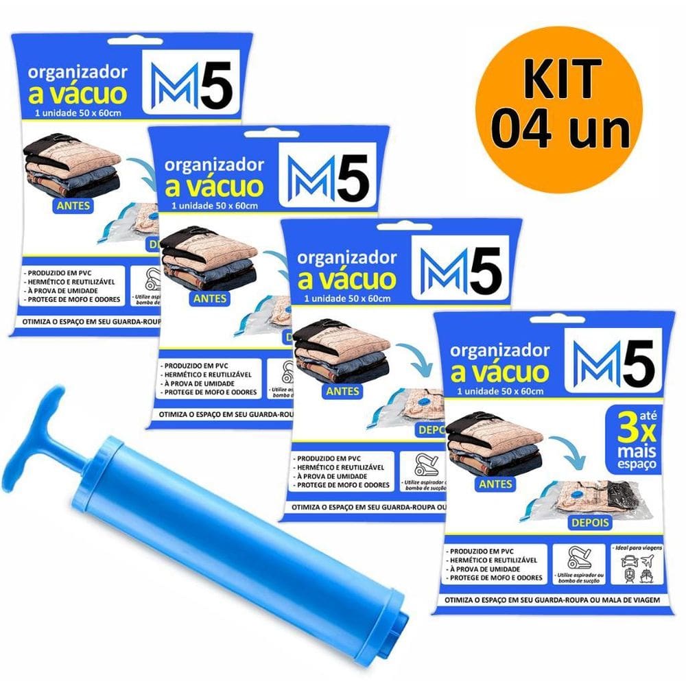 Kit 4 Saco A Vácuo 50X60Cm Organizador Hermético Mala Viagem