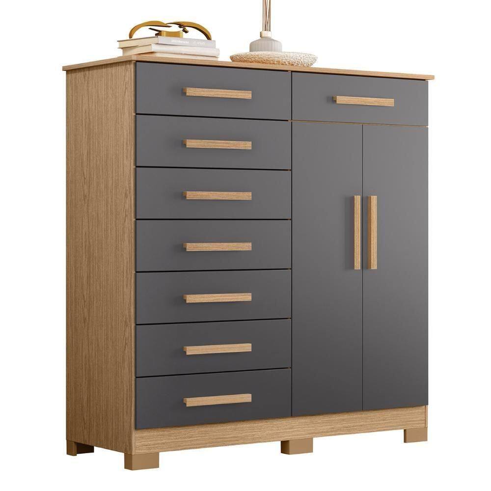 Cômoda Para Quarto 2 Portas 125cm Verona Freijó-titanium - Albatroz