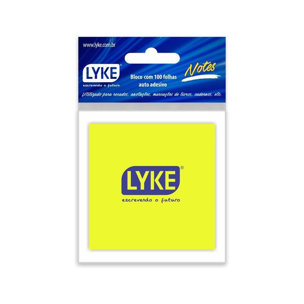Bloco Adesivo Lyke Amarelo 76X76Mm Com 100 Folhas