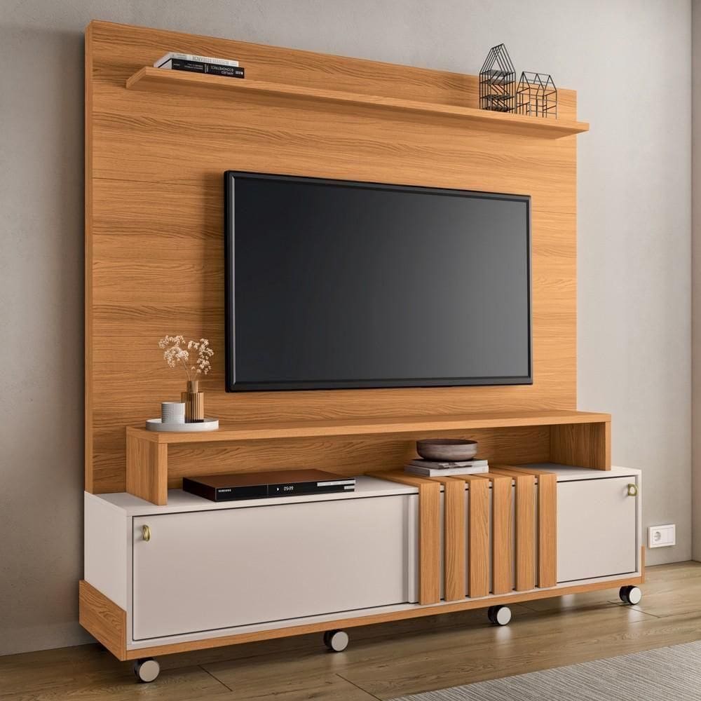 Estante Painel De 65 Pol 180cm 2 Portas Bold Off-cinamomo - Hb Móveis