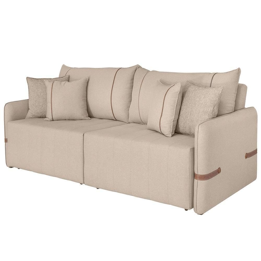 Sofá Cama Retrátil 180cm Essence D05 Linho Bege/camel - Mpozenato
