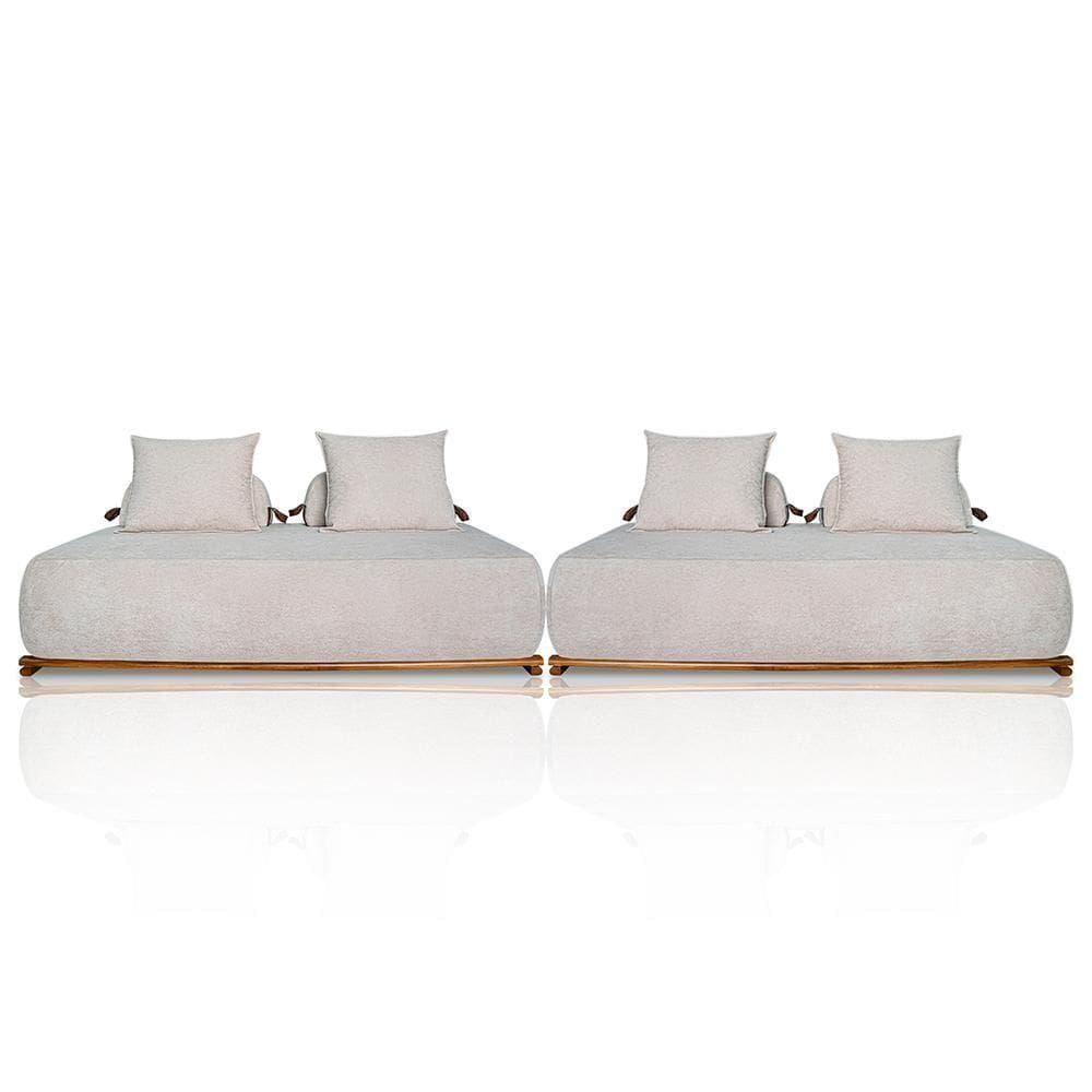 Sofá 6 Lugares Ilha 2 Módulos 220cm Viero S06 Boucle Bege - Mpozenato