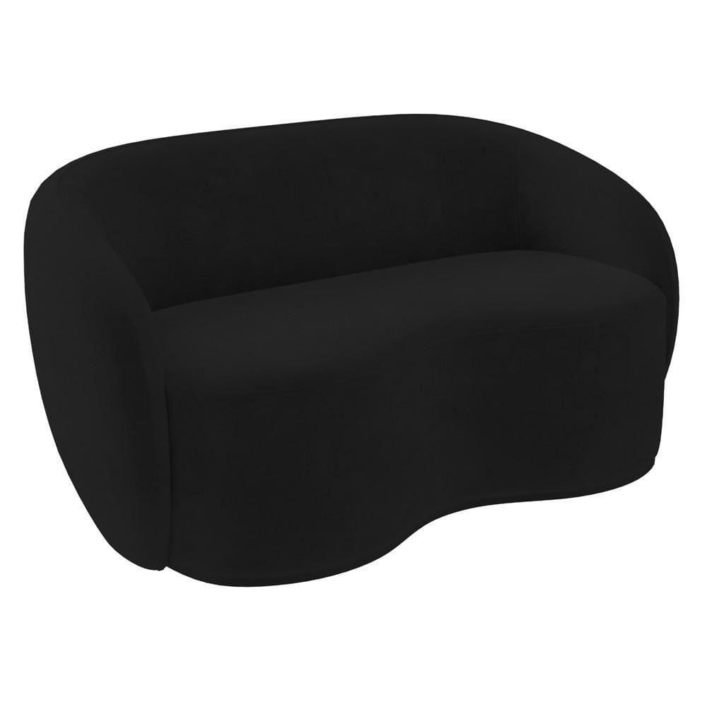 Sofá 2 Lugares Living Orgânico Sala De Estar 160cm Garbin Z08 Veludo Preto - Mpozenato