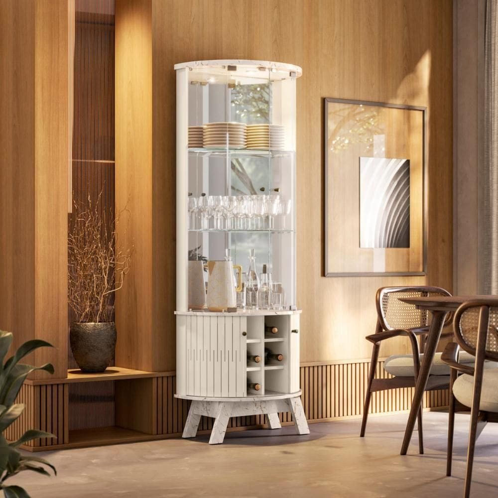 Cristaleira Marina Com Vidro Temperado Calacata-off-white