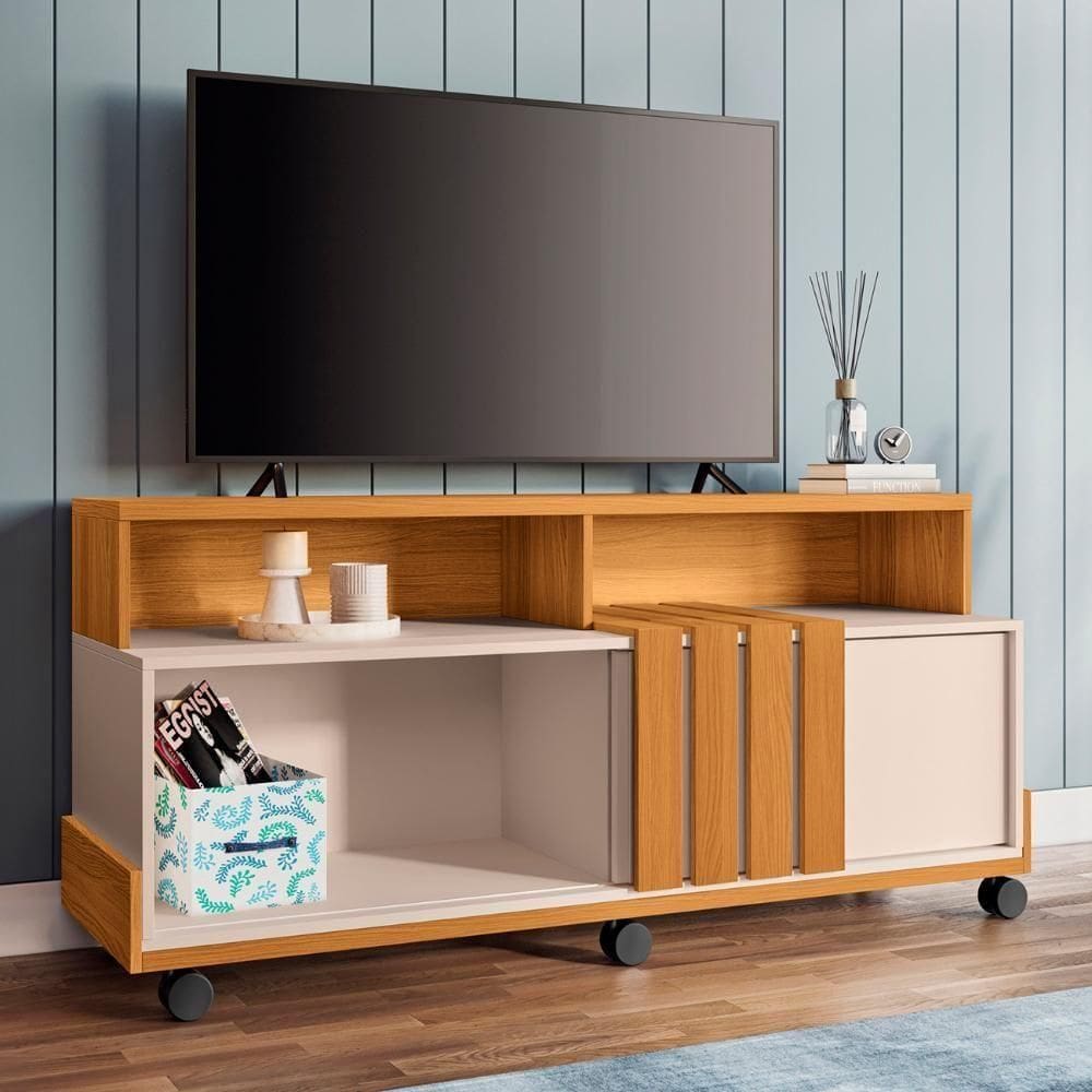 Rack Bancada De 50 Pol 136cm Graci Cinamomo/off White - Hb Móveis