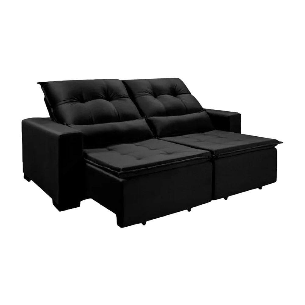 Sofá 4 Lugares Chicago Mts Veludo Com Pillow Preto