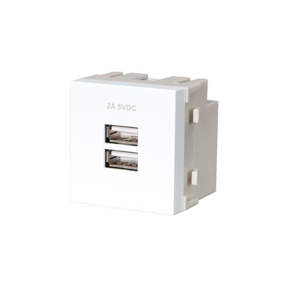 Módulo Tomada Duplo Carregador Usb-a Margirius Sleek 2a 10W Branco