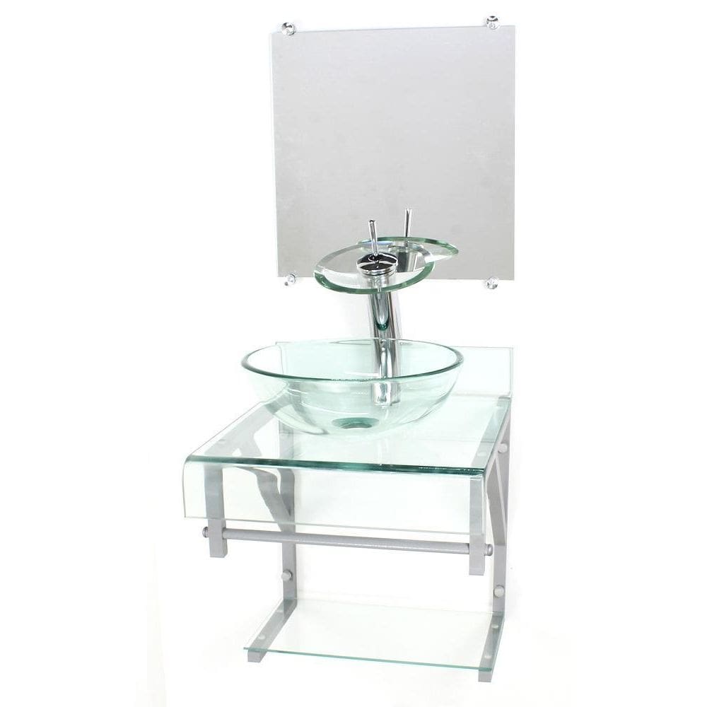 Gabinete Vidro 40Cm Banheiro Curvado Duplo Pc Cuba Redonda