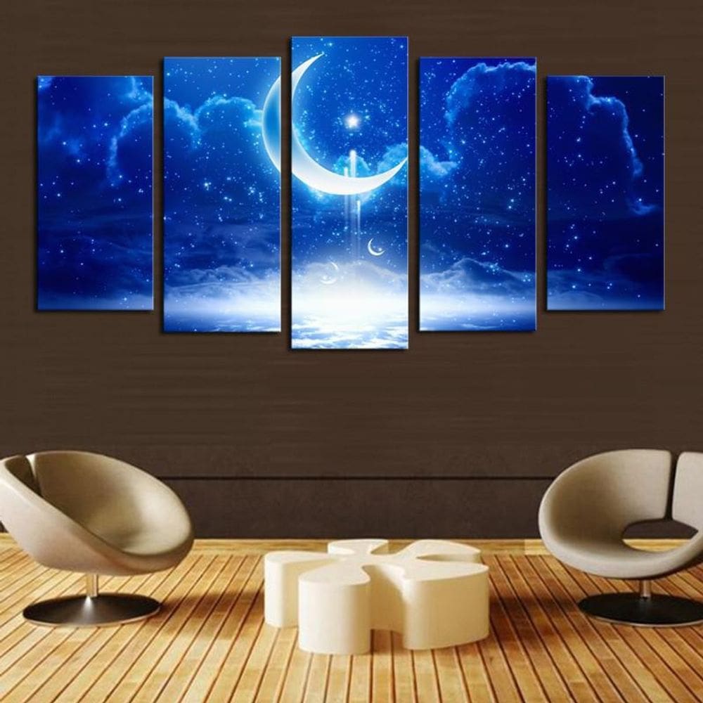 Quadro Decorativo Noite Estrelada 5 Peças 115x60cm