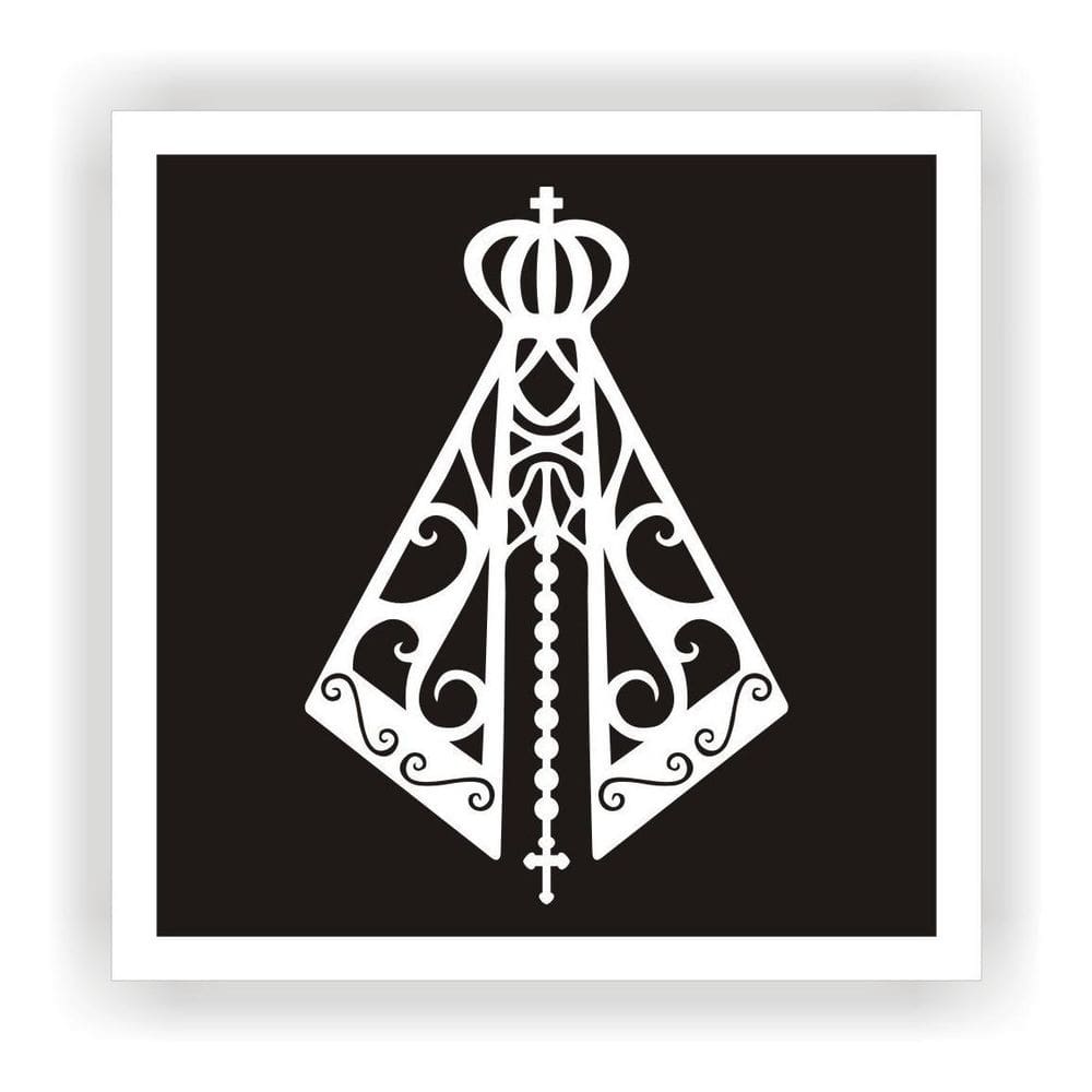 Quadro Alto Relevo Nossa Senhora Aparecida Moldura Branca