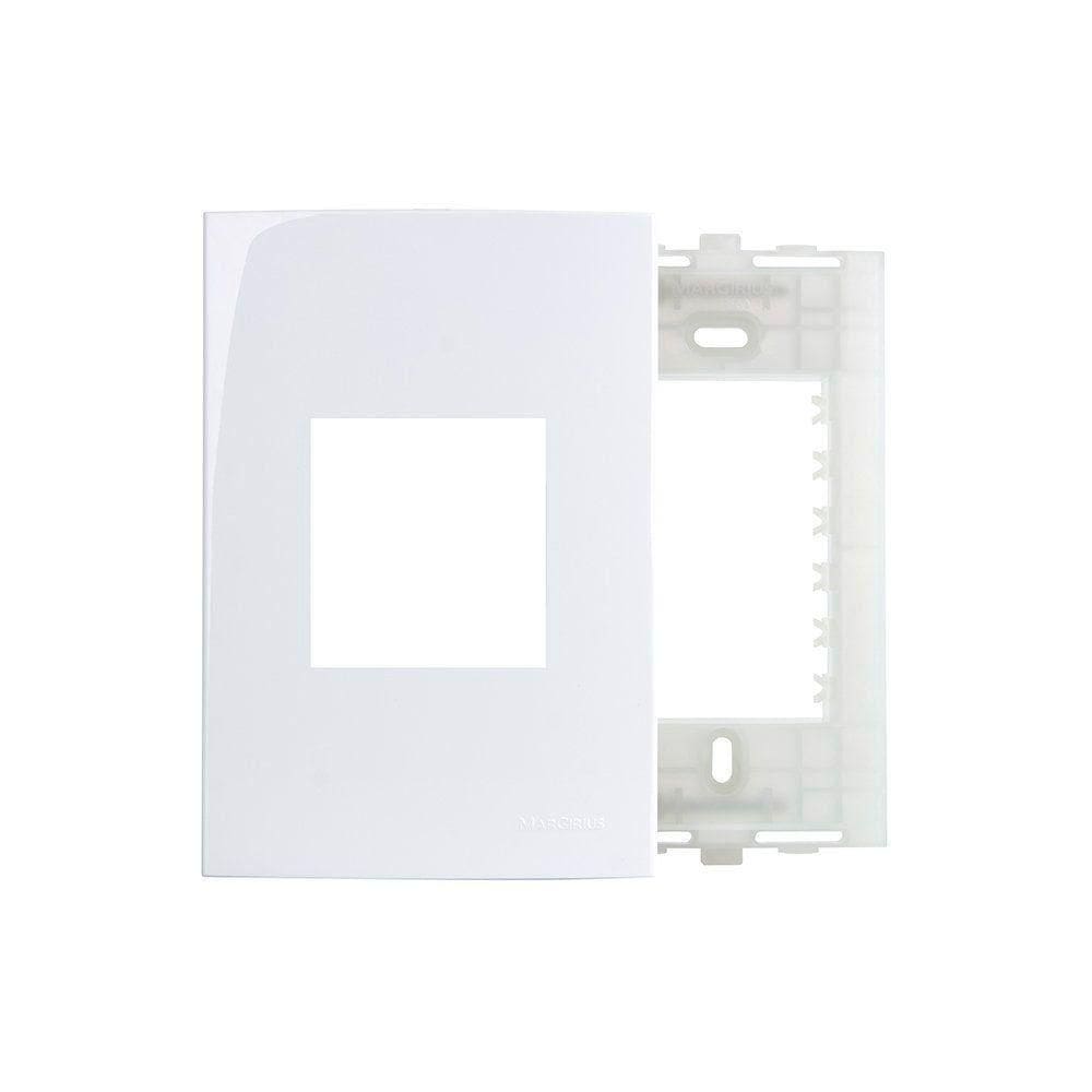 Placa Com Suporte Margirius Sleek 4x2 Para 2 Módulos Horizontais Branca