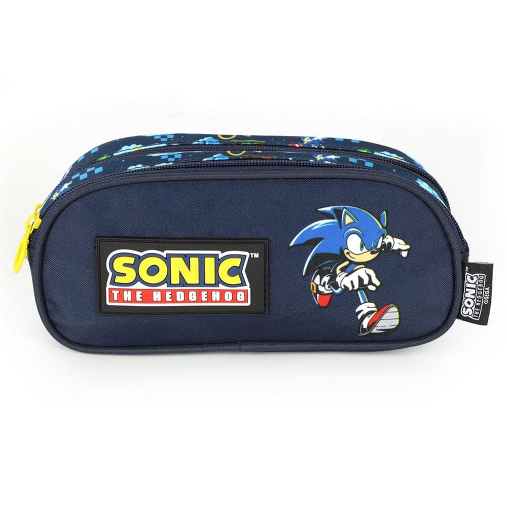 Estojo Escolar Sonic Duplo Duas Divisórias Cor Azul Sonic 2