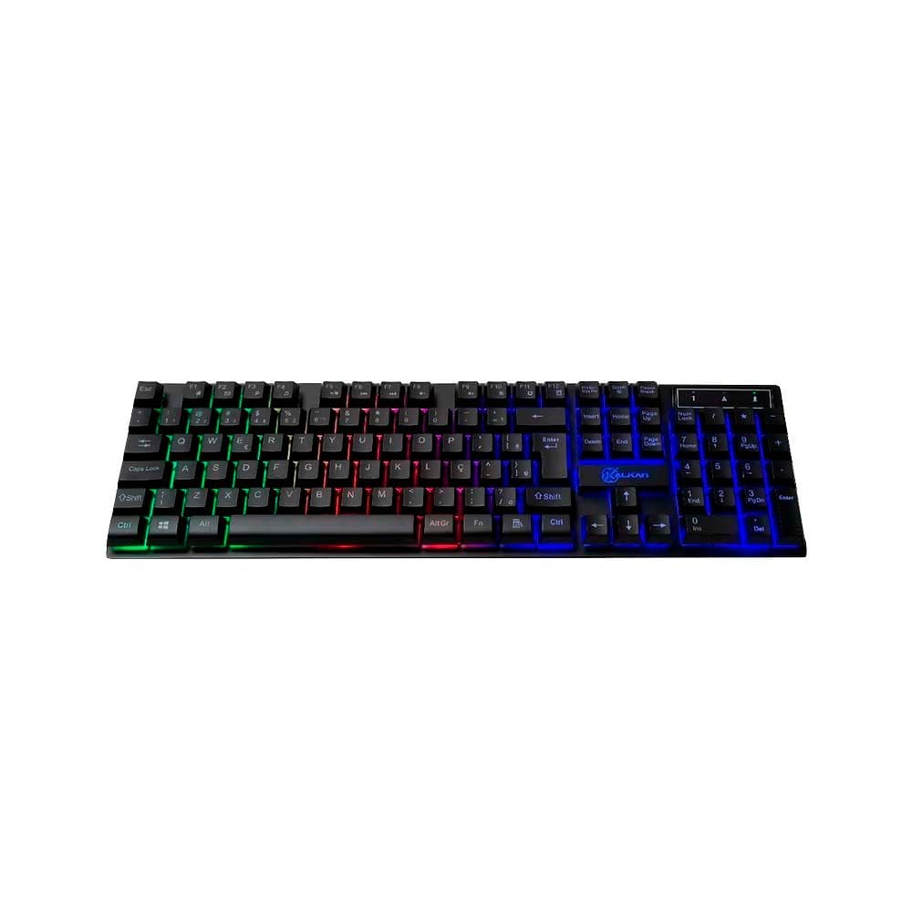 Teclado Membrana Gamer Kalkan Hati Preto Abnt2 Rainbow Klk00012