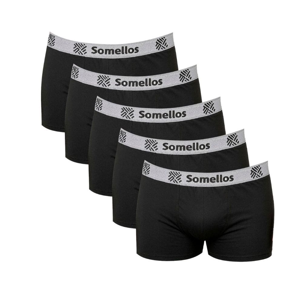 Kit 5 Cuecas Somellos Boxer Preta Somellos Microfibra Plus Sizer EXG1