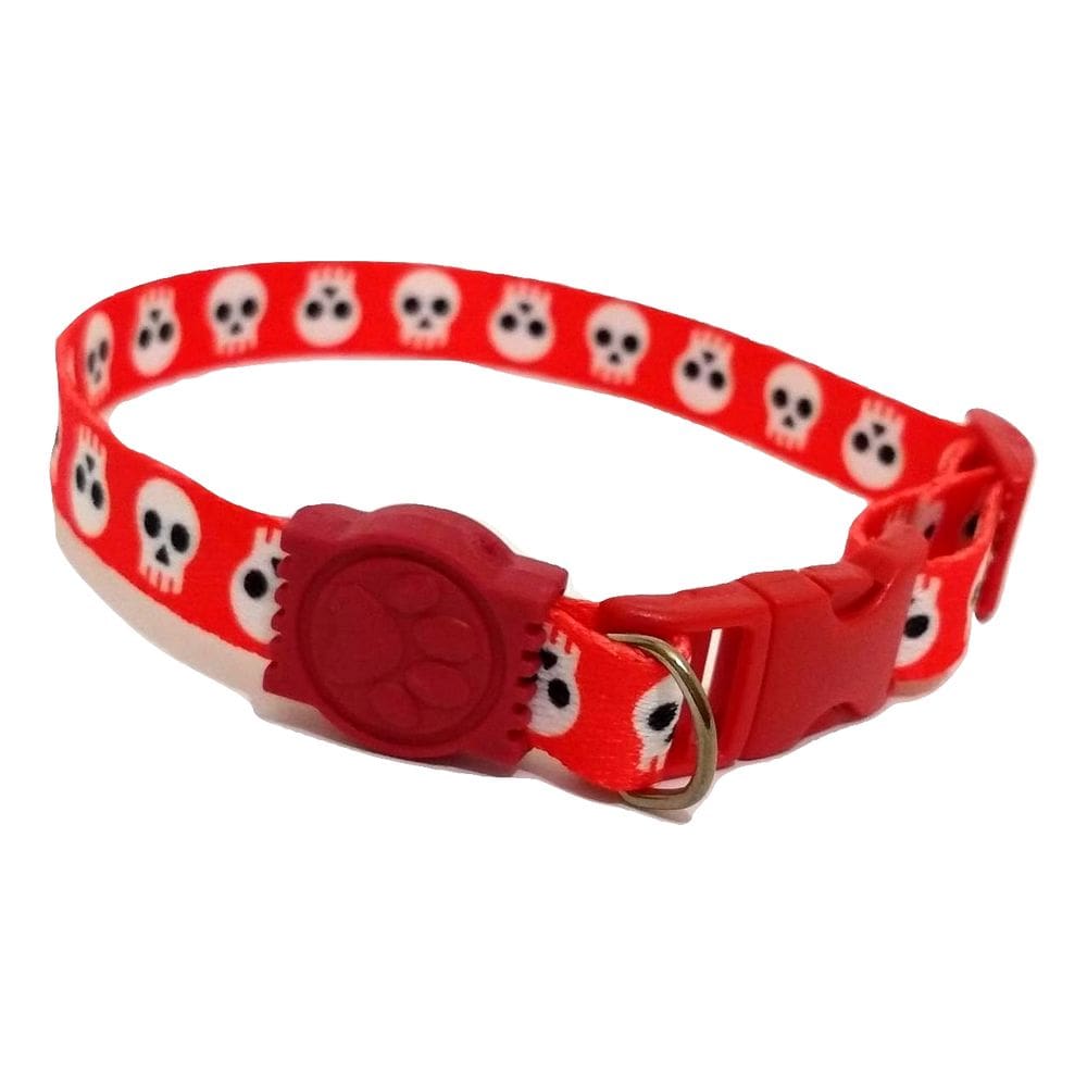 Coleira De Seda Estampa Caveira Cor Vermelha Tamanho Único