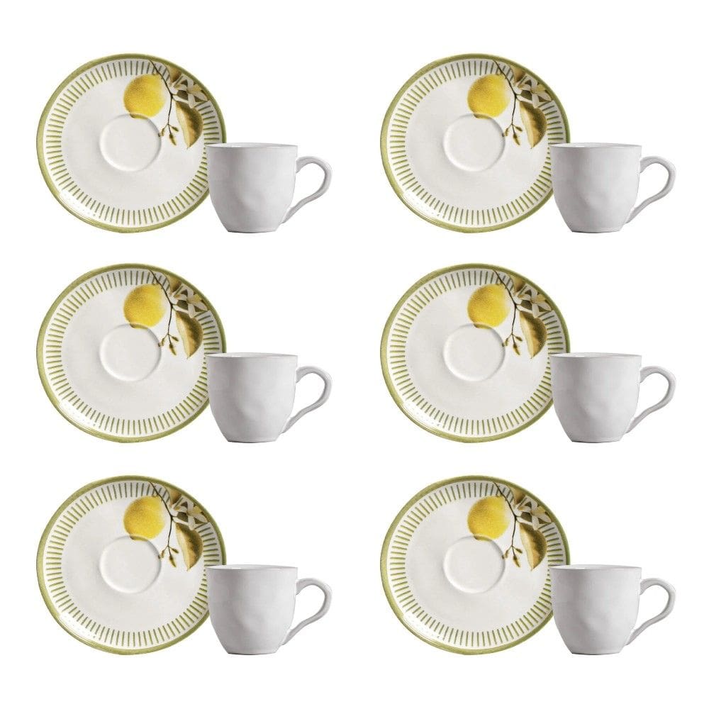 Conjunto de Xícara de Cafezinho com Pires 06 Peças Bio Lemon Porto Brasil
