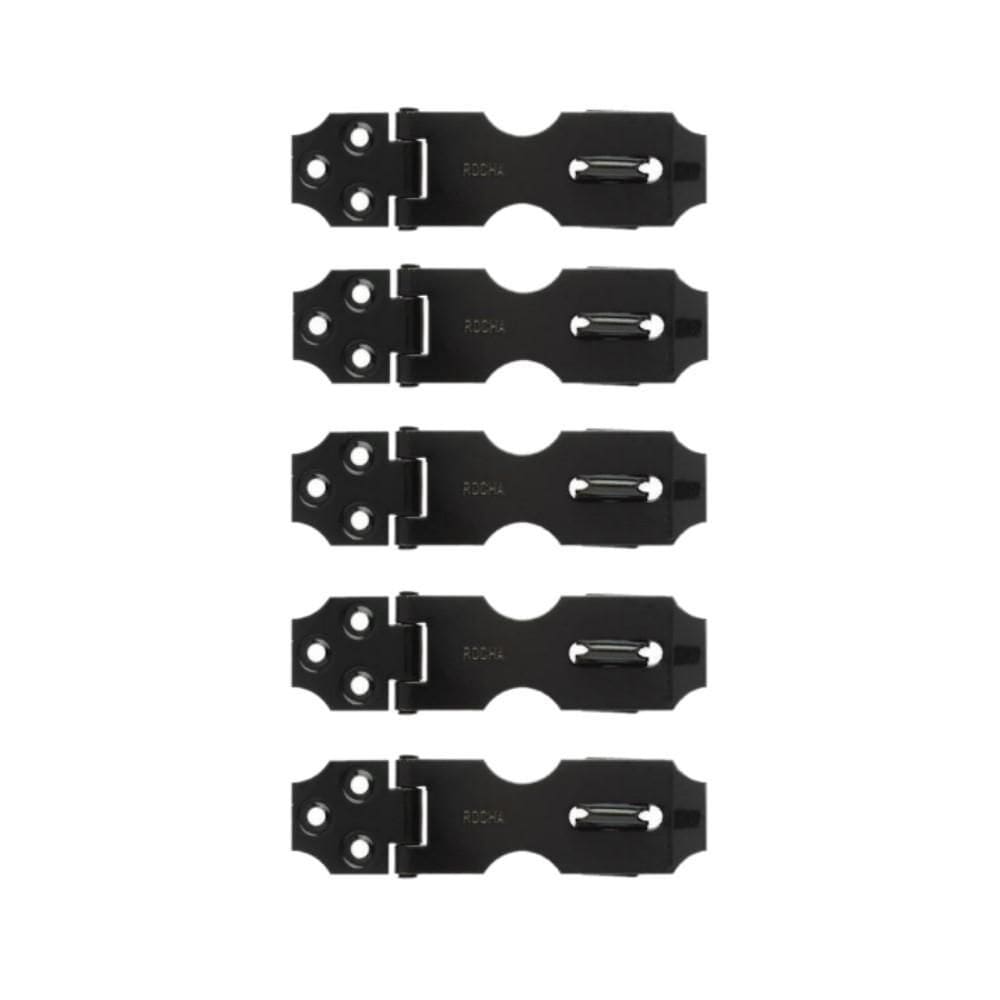 Kit 5 Ferrolho Porta Cadeado Trinco Preto 6,5X2,5Cm Rocha