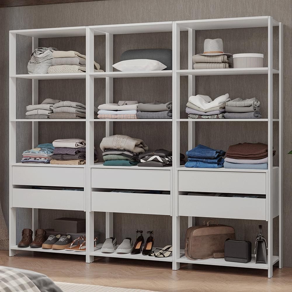 Guarda-Roupa Closet Modulado 6 Gavetas 210 cm Branco Valencia Madesa