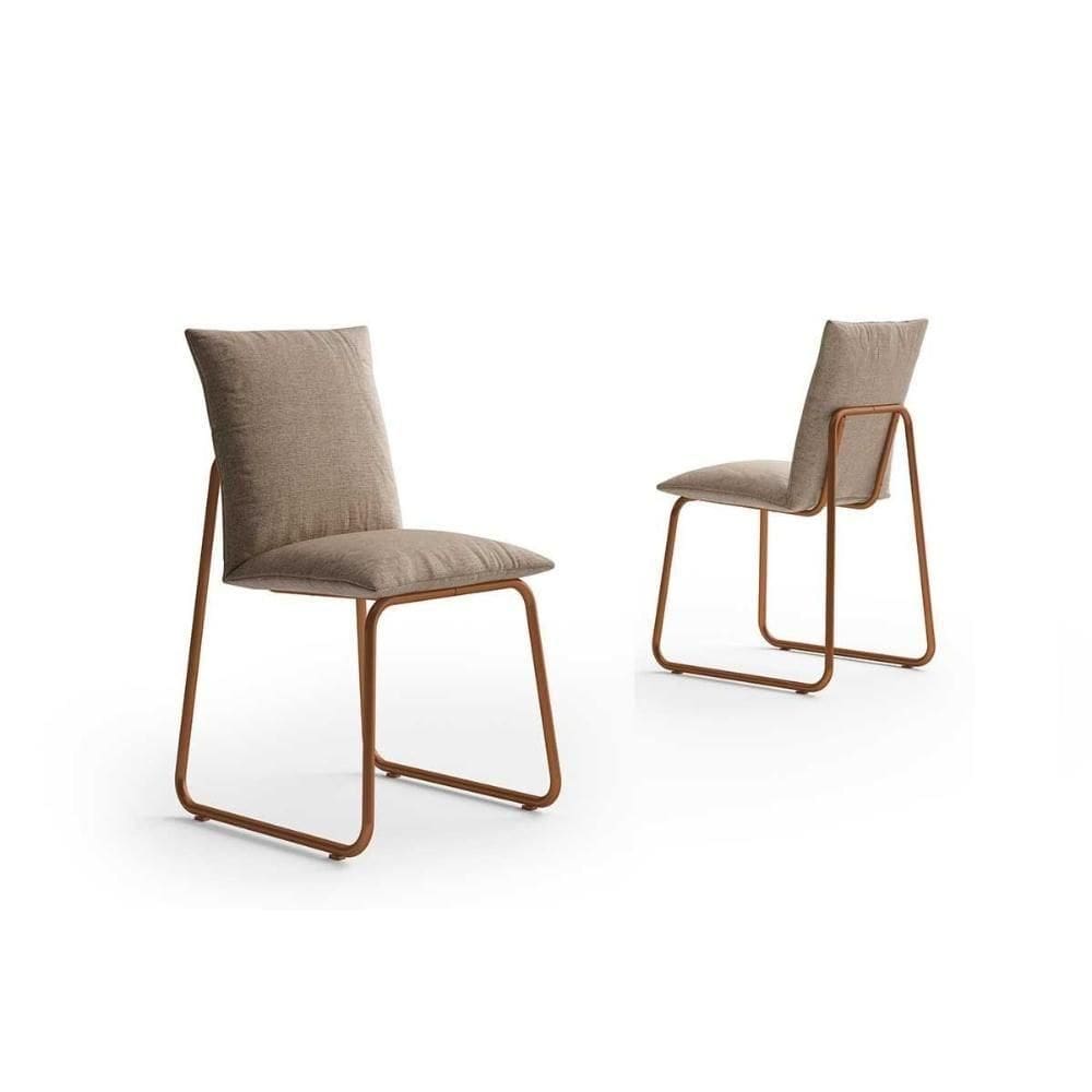 Cadeira Sala De Jantar Soft 1750 Aço Kit 2 Uni Cobre-linho Areia - Carraro