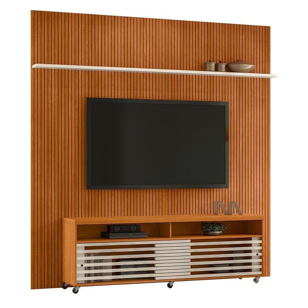 Rack Bancada Com Painel New Prestige Cinamomo/off White Para Até 75” - Madetec