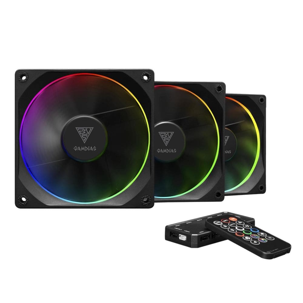 Kit 3 Fans Gamdias Aeolus M3 1203R Argb 120Mm C/Controladora