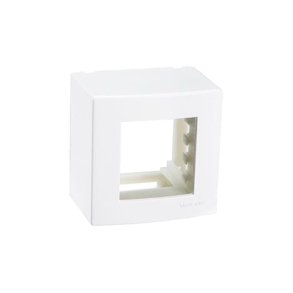 Caixa De Sobrepor Com Suporte Margirius Sleek 75x75 Para 2 Módulos Branca Branco