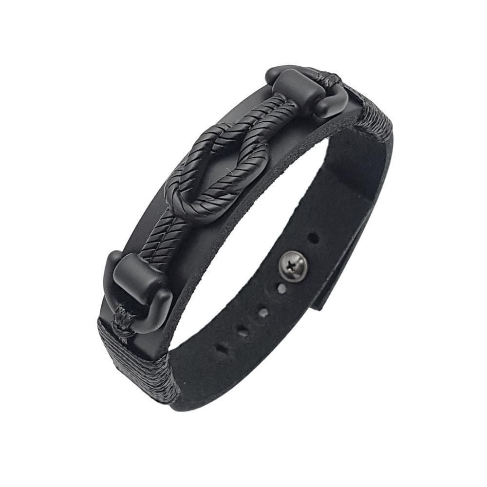 Pulseira Knot Preta  Base  E-02 - 16 A 22Cm