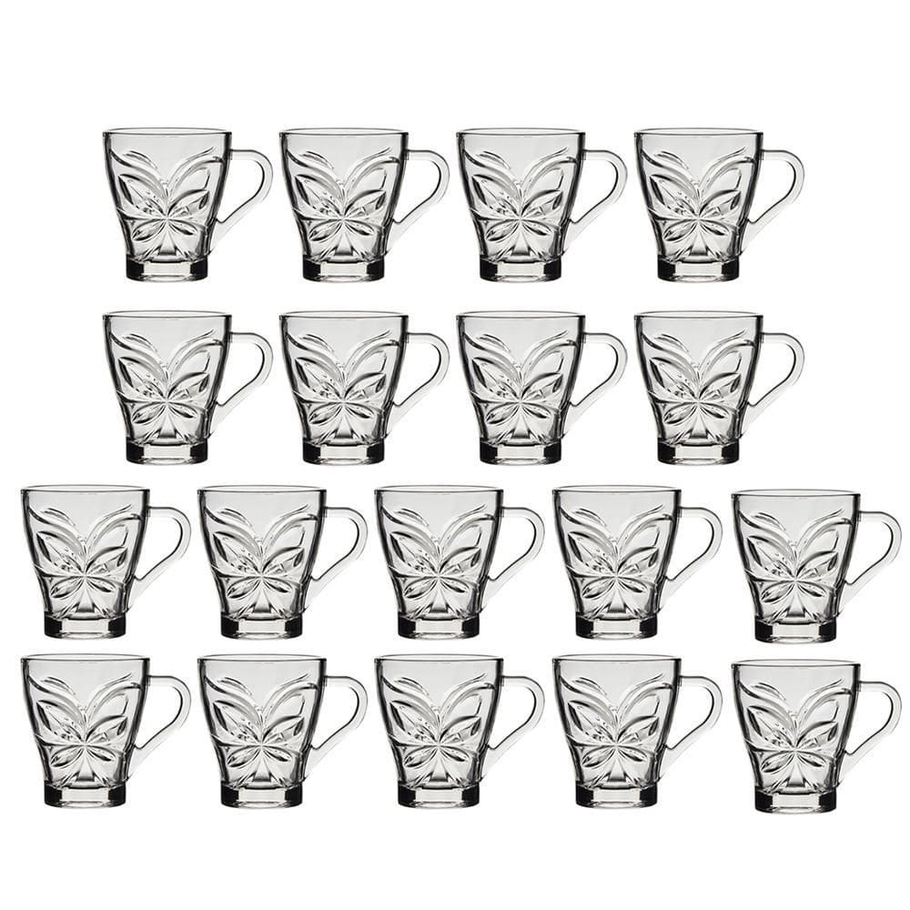 Jogo 18 Canecas De Vidro Borboleta 280Ml Class Home