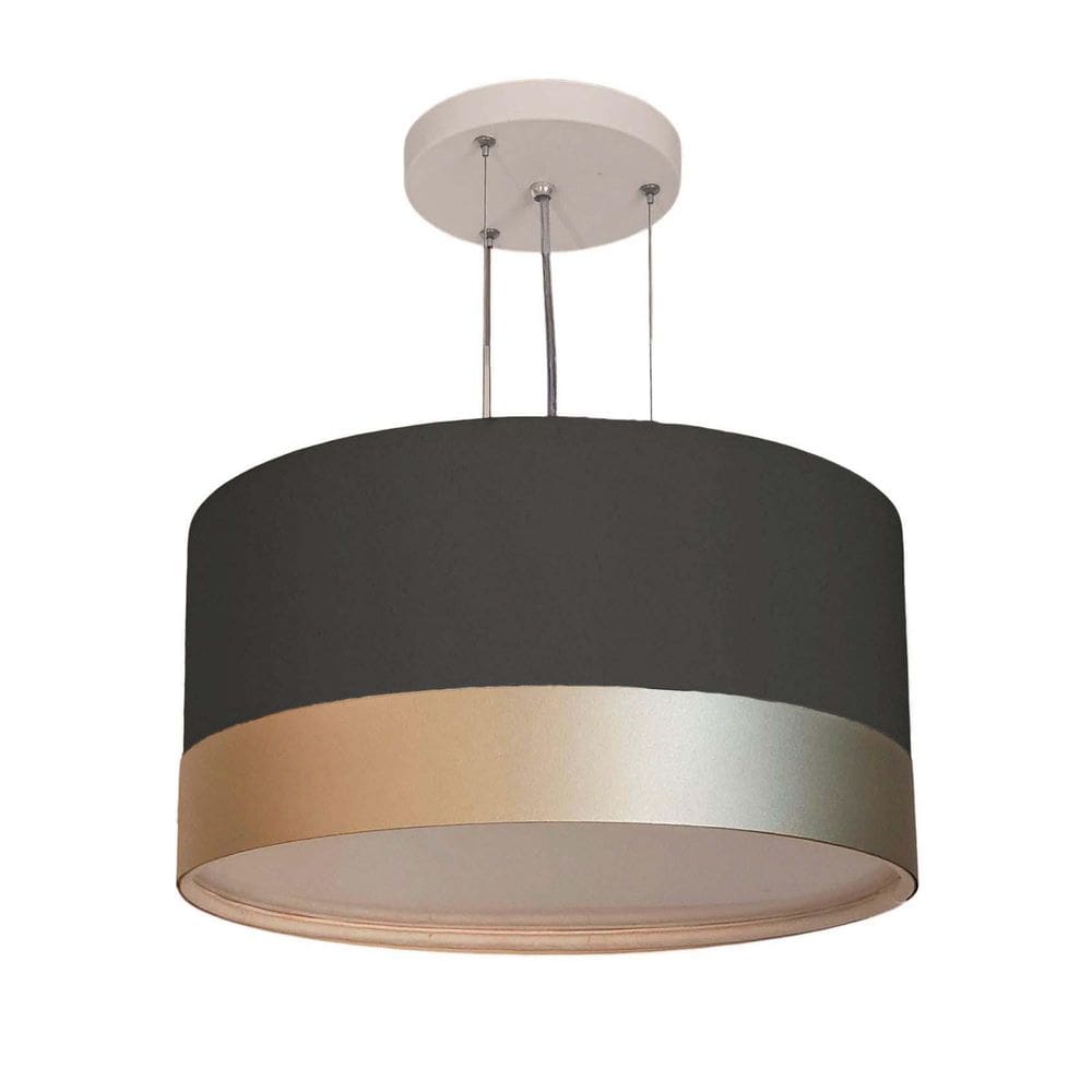 Lustre Pendente Tom Luz Cúpula Detalhe Bronze 30x15 Preto