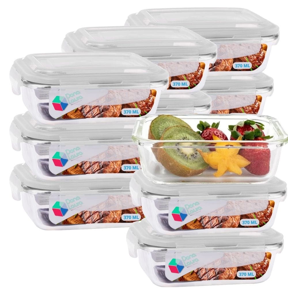 Jogo 12 Potes Vidro Transparente 370ml Tampa 4 Travas Marmita