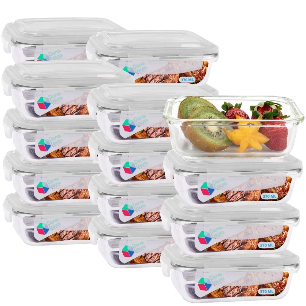 Jogo 20 Potes Vidro Transparente 370ml Tampa 4 Travas Marmita