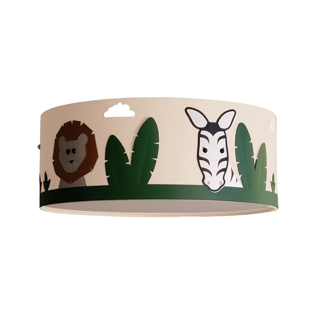 Luminária Infantil Plafon Safari Cúpula Cru Tecido 50X15 Cm